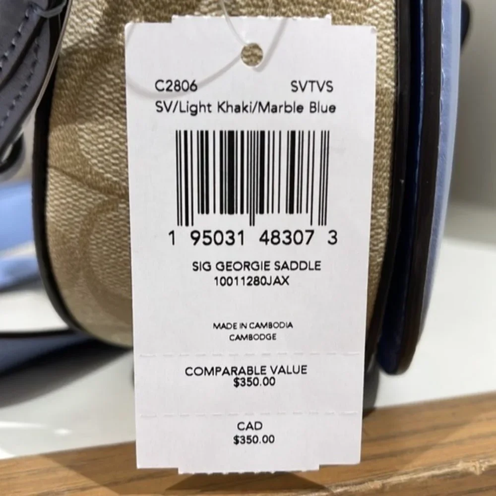 Coach Georgie Saddle Bag In Signature Canvas Light Khaki / Marble Blue - Picture 7 of 16